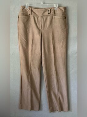 Roz & Ali Beige Trousers Sz 12 Career Pants Academia Office Siren Tan Wild Belt